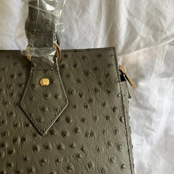 Authentic ST JOHN Pebble Ostrich Leather Satchel - Picture 12 of 13
